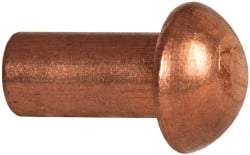 Made in USA - 3/16" Body Diam, Round Copper Solid Rivet - 3/8" Length Under Head - Exact Tool & Supply