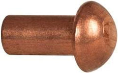 Made in USA - 3/16" Body Diam, Round Copper Solid Rivet - 3/8" Length Under Head - Exact Tool & Supply
