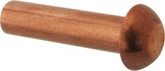 Made in USA - 3/16" Body Diam, Round Copper Solid Rivet - 3/4" Length Under Head - Exact Tool & Supply