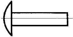 Made in USA - 1/4" Body Diam, Brazier Aluminum Solid Rivet - 5/8" Length Under Head, Grade 2117-T4, 5/8" Head Diam x 1/8" Head Height - Exact Tool & Supply