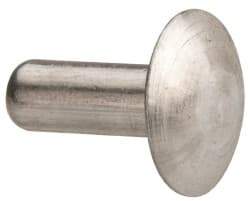 Made in USA - 3/16" Body Diam, Brazier Aluminum Solid Rivet - 1/2" Length Under Head, Grade 1100F, 0.467" Head Diam x 3/32" Head Height - Exact Tool & Supply