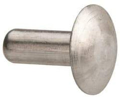 Made in USA - 3/16" Body Diam, Brazier Aluminum Solid Rivet - 1/2" Length Under Head, Grade 1100F, 0.467" Head Diam x 3/32" Head Height - Exact Tool & Supply