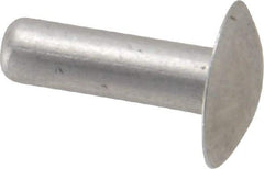 Made in USA - 3/16" Body Diam, Brazier Aluminum Solid Rivet - 5/8" Length Under Head, Grade 1100F, 0.467" Head Diam x 3/32" Head Height - Exact Tool & Supply