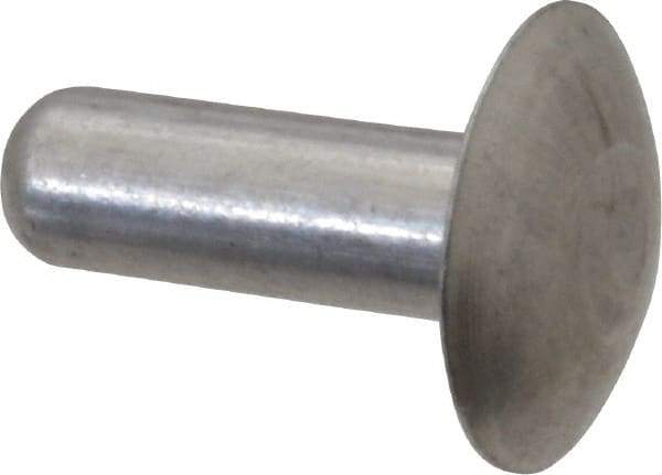 Made in USA - 1/4" Body Diam, Brazier Aluminum Solid Rivet - 3/4" Length Under Head, Grade 1100F, 5/8" Head Diam x 1/8" Head Height - Exact Tool & Supply