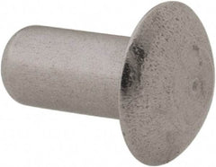 Made in USA - 3/16" Body Diam, Universal Aluminum Solid Rivet - 3/8" Length Under Head, Grade 2117-T4, 3/8" Head Diam x 0.085" Head Height - Exact Tool & Supply