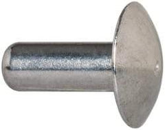 Made in USA - 3/16" Body Diam, Brazier Aluminum Solid Rivet - 1/2" Length Under Head, Grade 2117-T4, 0.467" Head Diam x 3/32" Head Height - Exact Tool & Supply