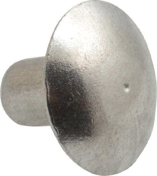 Made in USA - 1/4" Body Diam, Brazier Aluminum Solid Rivet - 3/8" Length Under Head, Grade 2117-T4, 5/8" Head Diam x 1/8" Head Height - Exact Tool & Supply