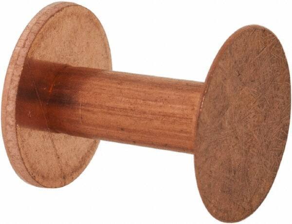 Made in USA - #8 Wire Body Diam, Flat Copper Belt Rivet with Washer - 5/8" Length Under Head, 1/2" Head Diam - Exact Tool & Supply