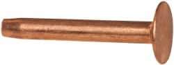 Made in USA - #12 Wire Body Diam, Flat Copper Belt Rivet with Washer - 1" Length Under Head, 3/8" Head Diam - Exact Tool & Supply