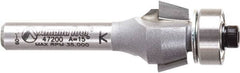 Amana Tool - 5/8" Cut Diam, 9/32" Length of Cut, 2 Flute Chamfer Edge Profile Router Bit - Carbide-Tipped, 1/4" Shank Diam, 2-3/32" OAL, Uncoated - Exact Tool & Supply