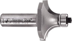 Amana Tool - 1-1/2" Cut Diam, 3/4" Length of Cut, 2 Flute Round-Over Edge Profile Router Bit - Carbide-Tipped, 1/2" Shank Diam, 2-5/8" OAL, Uncoated - Exact Tool & Supply