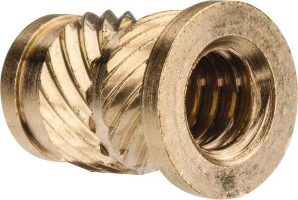E-Z LOK - #10 24 UNC, 0.278" Diam, Brass Headed Heat Installed Threaded Insert - 1/4" Hole, 0.418" OAL x 0.04" High, 5/16" Head Diam - Exact Tool & Supply
