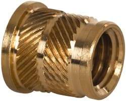 E-Z LOK - 3/8 16 UNC, 0.494" Diam, Brass Headed Heat Installed Threaded Insert - 15/32" Hole, 9/16" OAL x 0.065" High, 0.551" Head Diam - Exact Tool & Supply