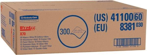 WypAll - X70 Dry Shop Towel/Industrial Wipes - 16-5/8" x 15" Sheet Size, White - Exact Tool & Supply