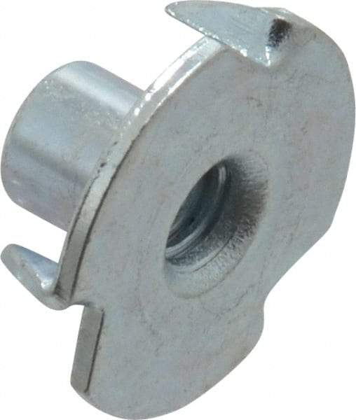 Value Collection - #8-32 Zinc-Plated Steel Standard Tee Nut - 1/4" Barrel Length, 5/8" Flange Diam, 3 Prongs - Exact Tool & Supply