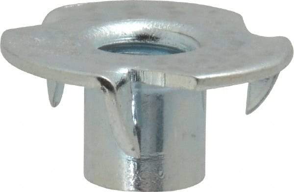 Value Collection - 5/16-18 Zinc-Plated Steel Standard Tee Nut - 3/8" Barrel Length, 7/8" Flange Diam, 3 Prongs - Exact Tool & Supply