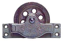 Value Collection - Single Open Side Mount Guidance Pulley - Sheave, 3-1/4 Inch Outside Diameter, Wire Rope, 1/4 Inch Diameter, 0.209 Inch to 0.22 Inch Mounting Hole Diameter Iron, Galvanized Finish - Exact Tool & Supply