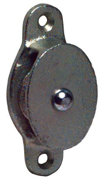 Value Collection - Single Side Side Mount Guidance Pulley - Sheave, 1-3/8 Inch Outside Diameter, Fibrous Rope, 5/16 Inch Diameter, 0.183 Inch to 0.194 Inch Mounting Hole Diameter Malleable Iron, Galvanized Finish - Exact Tool & Supply