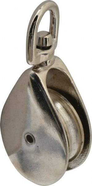 Value Collection - Swivel Eye Single Sheave Pulley - Sheave, 2 Inch Outside Diameter, Fibrous Rope, 7/16 Inch Diameter, Gray Iron, Zinc Plated Finish - Exact Tool & Supply