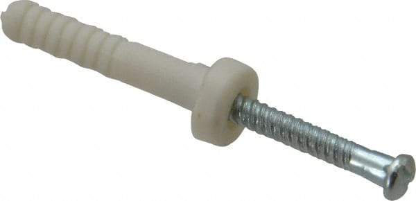 Value Collection - 3/16" Diam, 3/16" Drill, 1" OAL, 2" Min Embedment Hammer Drive Concrete Anchor - Nylon, Zinc-Plated Finish, Round Head - Exact Tool & Supply