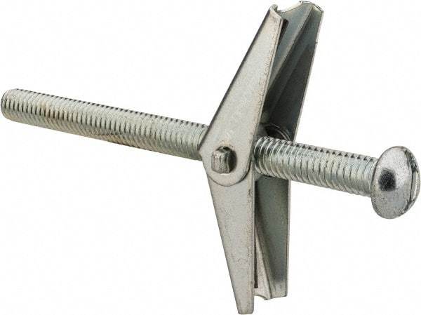 Value Collection - 5/16" Screw, 5/16" Diam, 4" Long, Toggle Bolt Drywall & Hollow Wall Anchor - 5/16" Drill, Zinc Plated, Steel, Use in Concrete, & Masonry, Hollow Tile, Plaster & Wallboard - Exact Tool & Supply