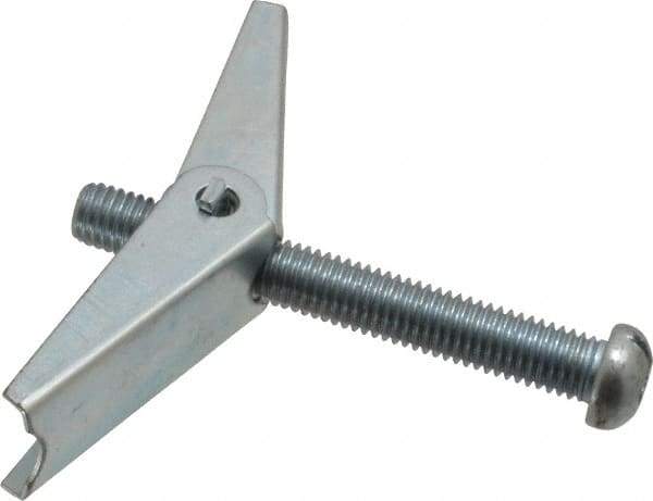 Value Collection - 1/2" Screw, 1/2" Diam, 4" Long, Toggle Bolt Drywall & Hollow Wall Anchor - 1/2" Drill, Zinc Plated, Steel, Use in Concrete, & Masonry, Hollow Tile, Plaster & Wallboard - Exact Tool & Supply