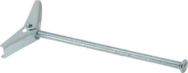 Value Collection - 1/8" Screw, 1/8" Diam, 3" Long, Toggle Bolt Drywall & Hollow Wall Anchor - 1/8" Drill, Zinc Plated, Steel, Use in Concrete, & Masonry, Hollow Tile, Plaster & Wallboard - Exact Tool & Supply