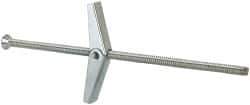Value Collection - 1/8" Screw, 1/8" Diam, 4" Long, Toggle Bolt Drywall & Hollow Wall Anchor - 1/8" Drill, Zinc Plated, Steel, Use in Concrete, & Masonry, Hollow Tile, Plaster & Wallboard - Exact Tool & Supply