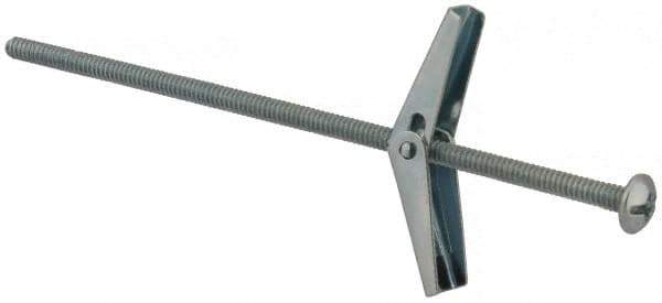 Value Collection - 1/8" Screw, 1/8" Diam, 4" Long, Toggle Bolt Drywall & Hollow Wall Anchor - 1/8" Drill, Zinc Plated, Steel, Use in Concrete, & Masonry, Hollow Tile, Plaster & Wallboard - Exact Tool & Supply