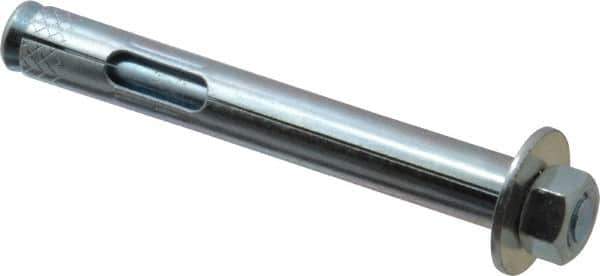 Value Collection - 1/2" Diam, 1/2" Drill, 4" OAL, 2-1/2" Min Embedment Sleeve Concrete Anchor - Steel, Zinc-Plated Finish, Hex Nut Head - Exact Tool & Supply