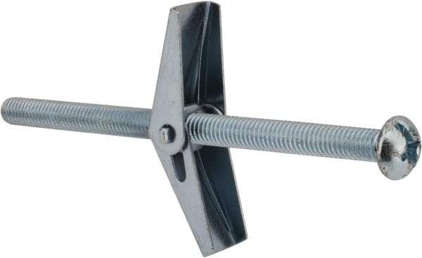 Value Collection - 3/8" Screw, 3/8" Diam, 6" Long, Toggle Bolt Drywall & Hollow Wall Anchor - 3/8" Drill, Zinc Plated, Steel, Use in Concrete, & Masonry, Hollow Tile, Plaster & Wallboard - Exact Tool & Supply