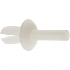 Made in USA - Round Head Nylon Push Mount Blind Rivet - Nylon Mandrel, 0.156" to 0.281" Grip, 3/8" Head Diam, 0.187" Max Hole Diam, 0.38" Length Under Head, 1/8" Body Diam - Exact Tool & Supply