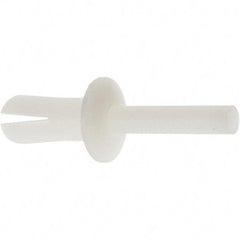 Made in USA - Truss Head Nylon Push Mount Blind Rivet - Nylon Mandrel, 0.281" to 1/2" Grip, 0.468" Head Diam, 1/4" Max Hole Diam, 0.62" Length Under Head, 0.15" Body Diam - Exact Tool & Supply
