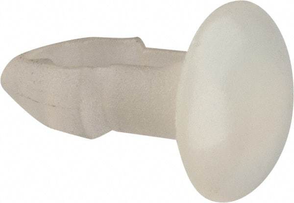 Made in USA - 1/8" to 1/8" Hole Diam, Keyhole Shank, Nylon Panel Rivet - 5/32" Material Thickness, 1/4" Head Diam - Exact Tool & Supply