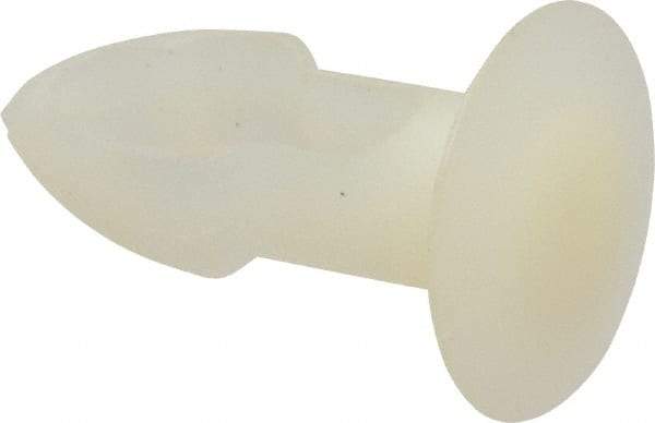 Made in USA - 1/4" to 1/4" Hole Diam, Keyhole Shank, Nylon Panel Rivet - 3/8" Material Thickness, 1/2" Head Diam - Exact Tool & Supply