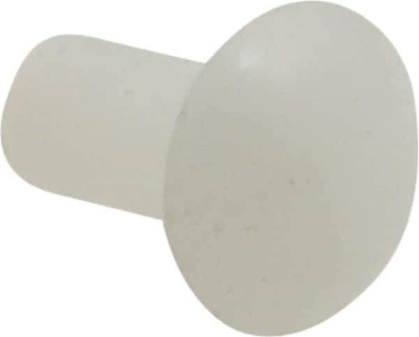 Made in USA - 1/8" Body Diam, Round Acetal Solid Rivet - 1/4" Length Under Head, 1/4" Head Diam x 0.068" Head Height - Exact Tool & Supply