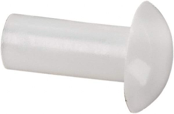 Made in USA - 1/8" Body Diam, Round Acetal Solid Rivet - 5/16" Length Under Head, 1/4" Head Diam x 0.068" Head Height - Exact Tool & Supply