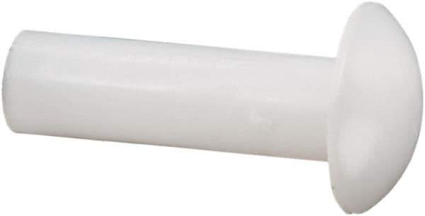 Made in USA - 1/8" Body Diam, Round Acetal Solid Rivet - 7/16" Length Under Head, 1/4" Head Diam x 0.068" Head Height - Exact Tool & Supply