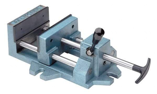 Palmgren - 8" Jaw Opening Capacity x 1-5/8" Throat Depth, Horizontal Drill Press Vise - 8" Wide Jaw, Stationary Base, Standard Speed, 19-1/2" OAL x 4-1/2" Overall Height - Exact Tool & Supply