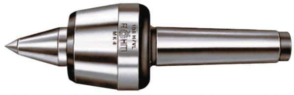 Rohm - MT6 Taper Shank, 4.134" Head Diam 5,512 Lb Capacity Live Center - 2,600 Max RPM, 3.217" Head Length, 1.9685" Point Diam, 3.071" Point Len, 5,500 Lb Max Workpc, 13.976" OAL, Long Point - Exact Tool & Supply