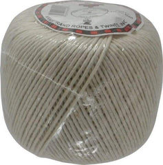 Made in USA - 0.058 Inch Diameter, Cotton Twine Ball - 45 Lbs. Breaking Strength, White, 1,190 Ft. per Lb. - Exact Tool & Supply