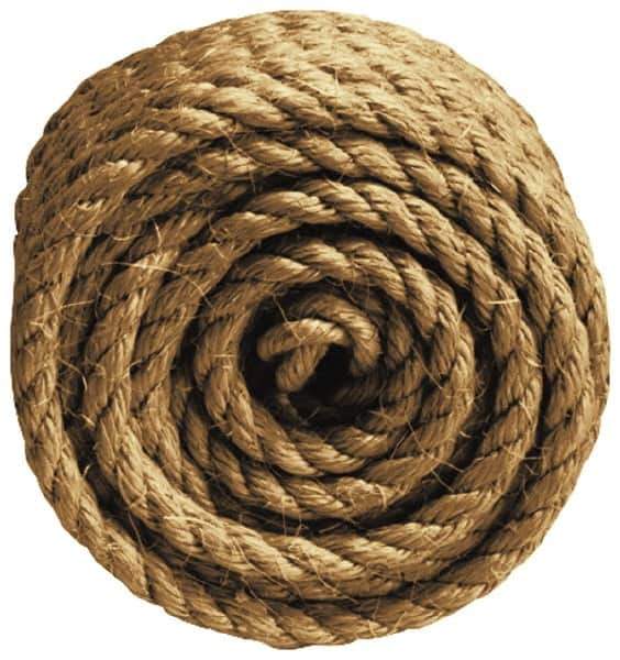 Value Collection - 100' Max Length Sisal Twisted Rope - 1/4" Diam, 48 Lb Capacity - Exact Tool & Supply