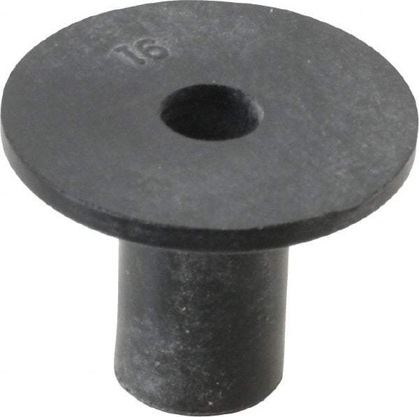 Au-Ve-Co Products - #8-32, 3/4" Diam x 0.062" Thick Flange, Rubber Insulated Rivet Nut - UNC Thread, Neoprene, 1/2" Long x 5/16" Body Diam, 0.575" OAL - Exact Tool & Supply