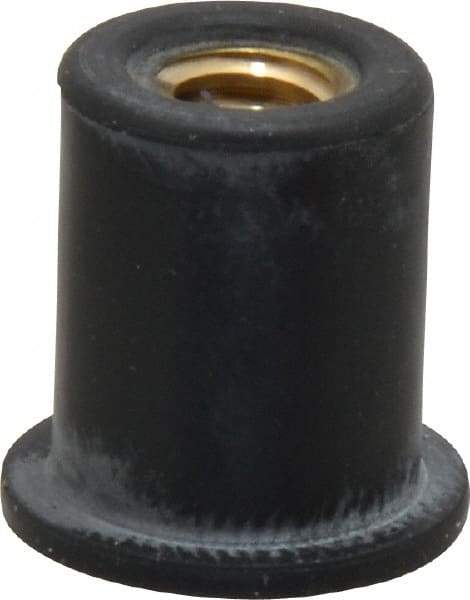 Au-Ve-Co Products - 1/4-20, 5/8" Diam x 0.051" Thick Flange, Rubber Insulated Rivet Nut - UNC Thread, Neoprene, 19/32" Long x 1/2" Body Diam, 0.641" OAL - Exact Tool & Supply