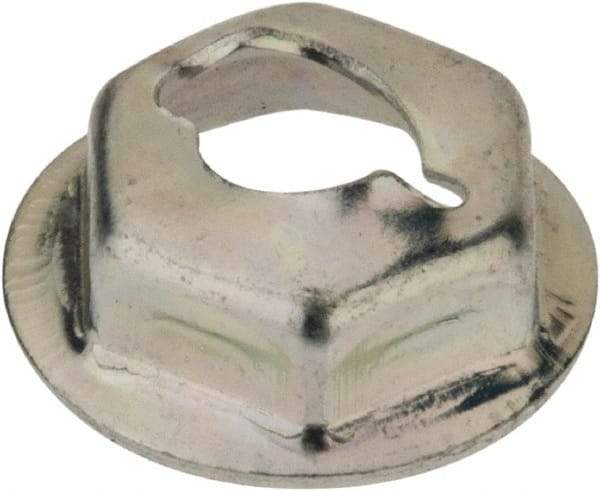 Au-Ve-Co Products - 3/16" Hole Diam, 1/2" OD, 3/8" Width Across Flats Washer Lock Nut - Zinc-Plated Spring Steel, For Use with Non Threaded Fasteners - Exact Tool & Supply
