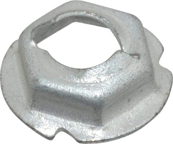 Au-Ve-Co Products - 1/4" Hole Diam, 19/32" OD, 7/16" Width Across Flats Washer Lock Nut - Zinc-Plated Spring Steel, For Use with Non Threaded Fasteners - Exact Tool & Supply