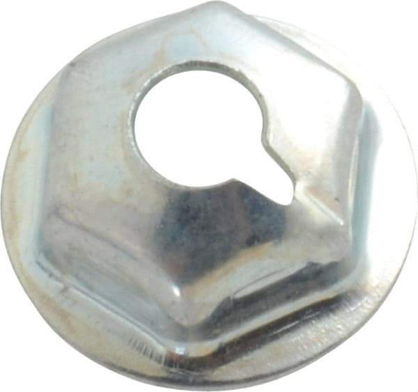 Au-Ve-Co Products - #10-24, 1/2" OD, 3/8" Width Across Flats Washer Lock Nut - Zinc-Plated Spring Steel, For Use with Threaded Fasteners - Exact Tool & Supply