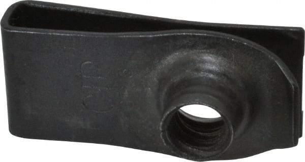 Au-Ve-Co Products - 1/4-20 Screw, 0.025 to 0.15" Thick, Spring Steel Extruded Tapped Hole U Nut - 25/32" Center Edge, Black Phosphate Finish - Exact Tool & Supply