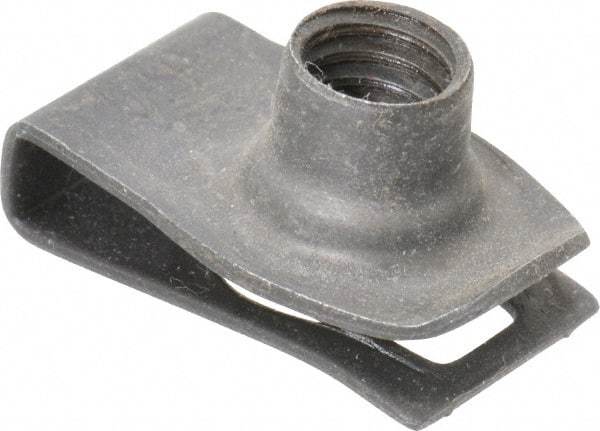 Au-Ve-Co Products - 5/16-18 Screw, 0.025 to 0.15" Thick, Spring Steel Extruded Tapped Hole U Nut - 9/16" Center Edge, Black Phosphate Finish - Exact Tool & Supply
