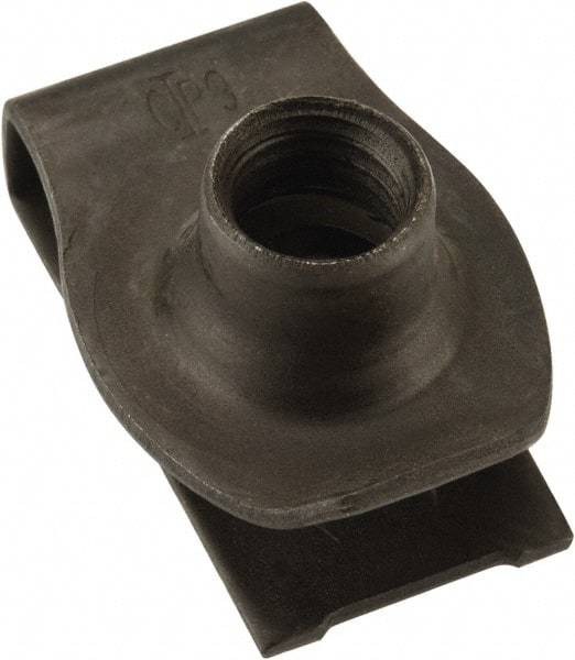 Au-Ve-Co Products - M10x1.50 Screw, 1 to 6mm Thick, Spring Steel Extruded Tapped Hole U Nut - 3/4" Center Edge, Black Phosphate Finish - Exact Tool & Supply